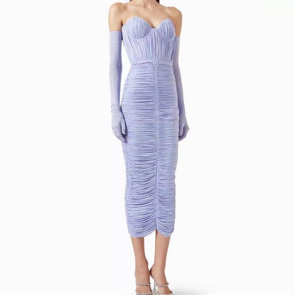 Alex Perry Sweetheart Ruched Crystal-embellished Midi Dress in Jersey